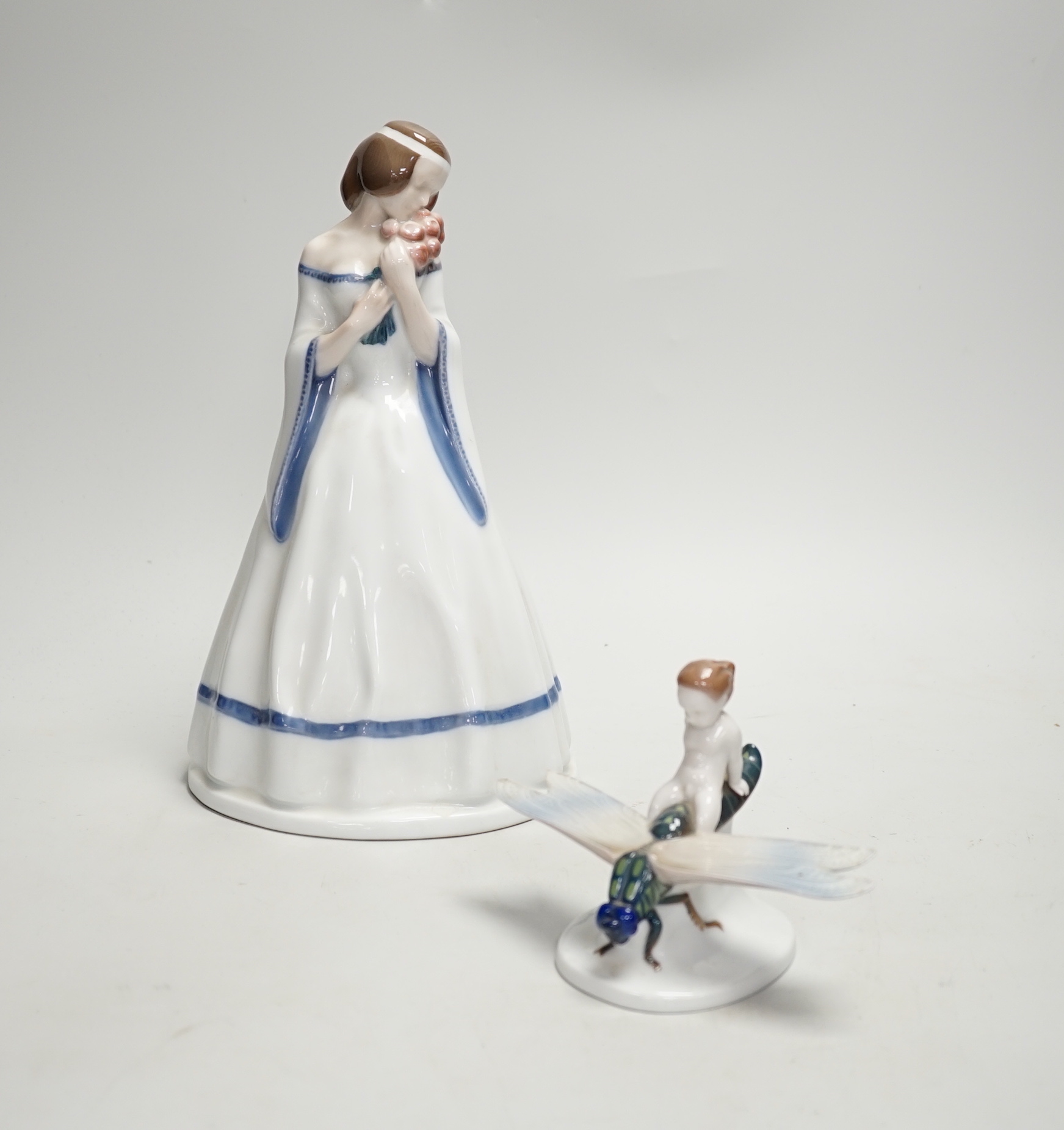 Two Rosenthal figurines; Rose Maid and Gilding Flight, the largest 25cm high